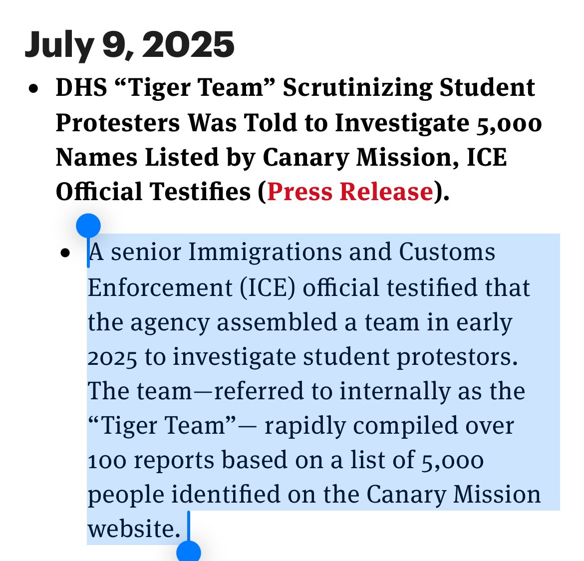 So it’s official ICE literally used the hateful doxing website Canary Mission as a list for who to target for deportation.
