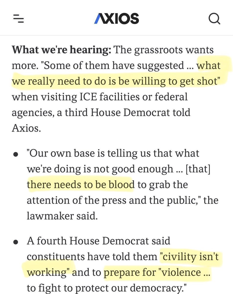 Left-wing grassroots are calling for blood.

“What we need someone be ready to get shot. What we need to do is martyr ourselves”

Utter insanity!

Buckle up.  Prepare for violence.  

Pray for our ICE Agents, police, and the safety of ICE facilities.

This is home-grown