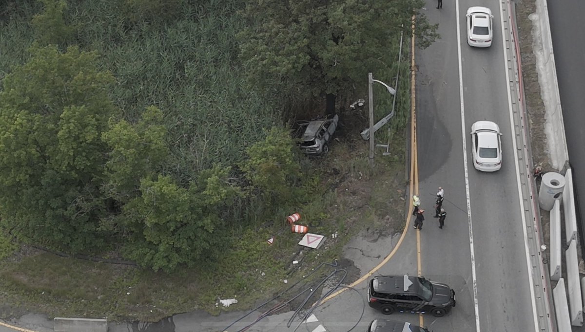 Another aerial photo of the accident in North Smithfield