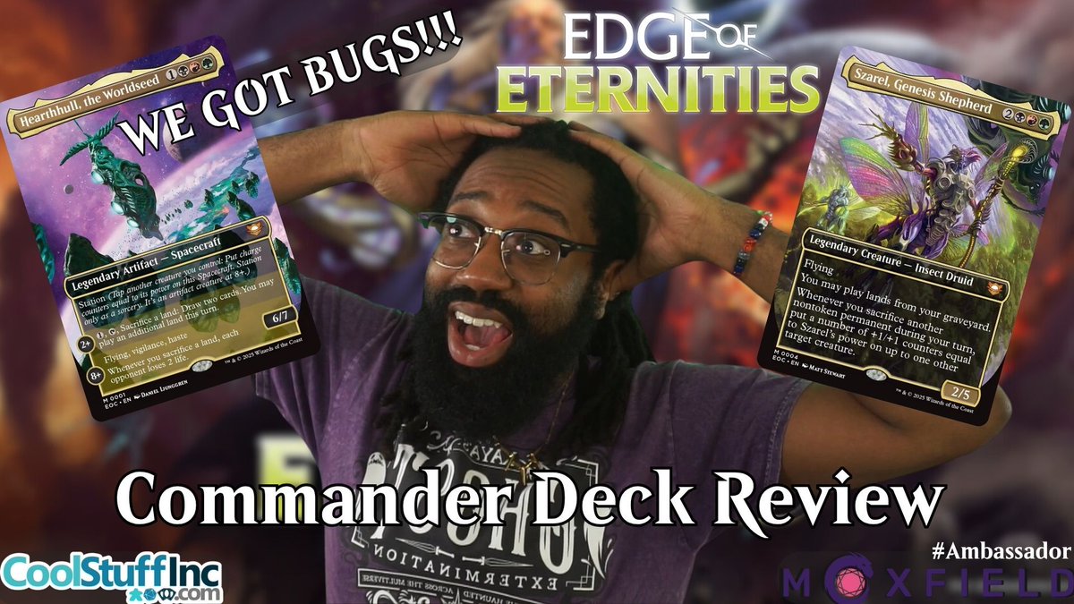 kurohitsuki's tweet photo. WE GOT BUGS!!!!
#EdgeofEternities just released its brand new #Jund deck that's all about sacrificing lands and spreading seeds (🐜 of new life🐜 )
Our first #Commander-focused #Spacecraft card is leading the Eumdian forces and its time to check out what they do!
Come dive into a FULL DECK REVIEW with me!
#MTGAmbassador #MTGEoE