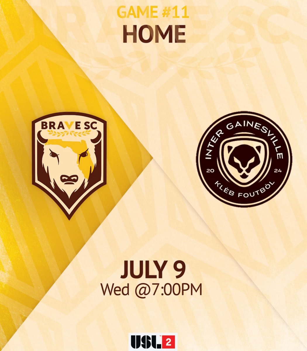 BraveSC's tweet image. This one is for more. Brave SC vs Inter Gainesville KF. Let’s do this, buffalo nation! #BeBrave