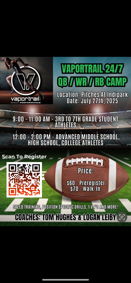 Logan Leiby (@leibylogan) on Twitter photo Summer tune up before the season with <a href="/VAPORTRAIL2471/">VAPORTRAIL247 SPEED TRAINING</a> ! Come join us on July 27th. Would love to have all the local talent out to compete and get better! Dm me with any questions! Summer tune up before the season with <a href="/VAPORTRAIL2471/">VAPORTRAIL247 SPEED TRAINING</a> ! Come join us on July 27th. Would love to have all the local talent out to compete and get better! Dm me with any questions!