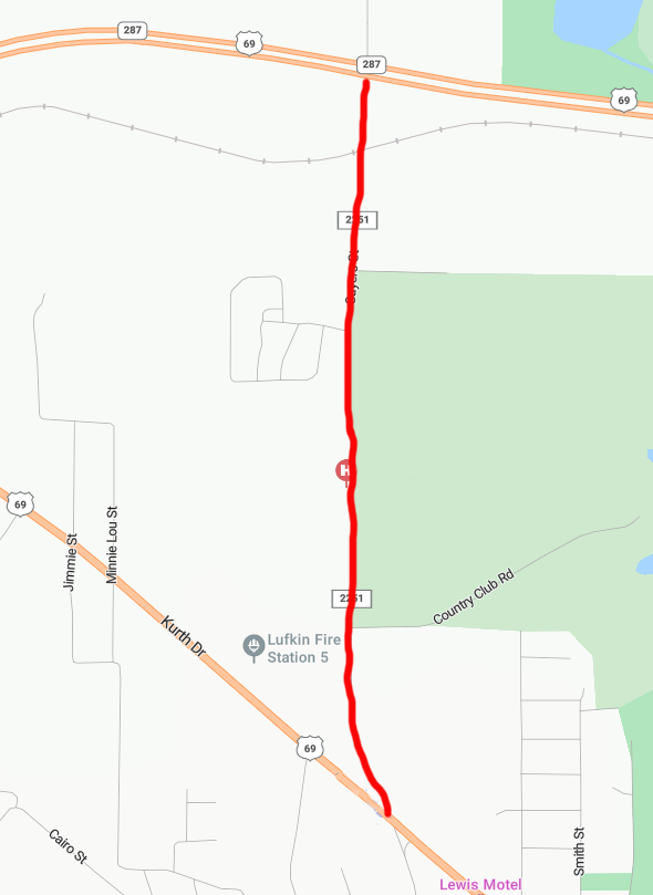 TxDOTLufkin's tweet photo. ROAD CLOSURE - Lufkin
--
FM 2251 (Sayers Street) between Loop 287 and BU 69 (Kurth Drive) will close to thru traffic on Thursday, July 10, while TxDOT crews replace a culvert. https://t.co/hv4VtPp46G