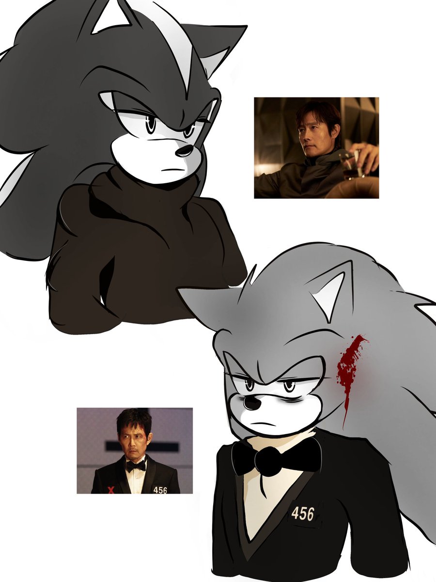 I was thinking of uploading this to the other account,I also know that the two things have nothing to do with each other, but nobody is going to take away my imagination of thinking that Shadow is Hwang In-ho and Sonic is Gi-hun🙄 #sonadow #SquidGame3 #SonicTheHedegehog