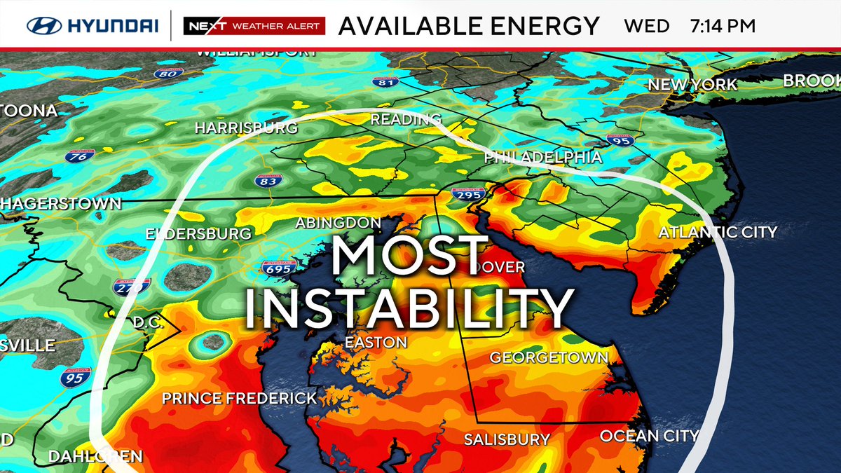 Severe storms with damaging winds and heavy rain continue to push toward Philadelphia, but the most favorable conditions for intense storms remains to our south. At this point there are no Severe Thunderstorm Warnings in the region, but one Flash Flood Warning in Chester Co.