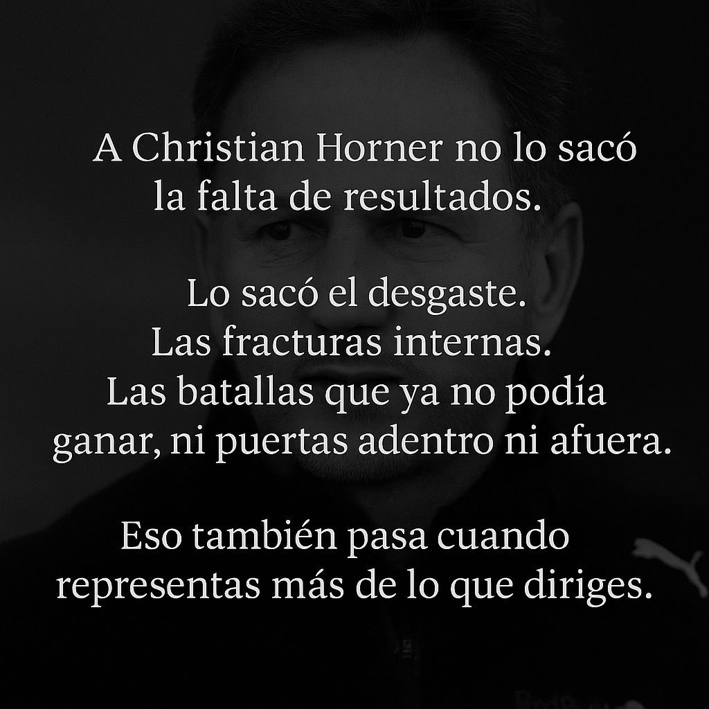 🚨 Después de 19 años, Christian Horner fue despedido de Red Bull Racing.

No hay liderazgo eterno. Ni siquiera con trofeos.

Cuando el poder cambia de manos, los resultados ya no son suficientes. La percepción lo es todo.

— El liderazgo también se redefine en la pista.

#Horner