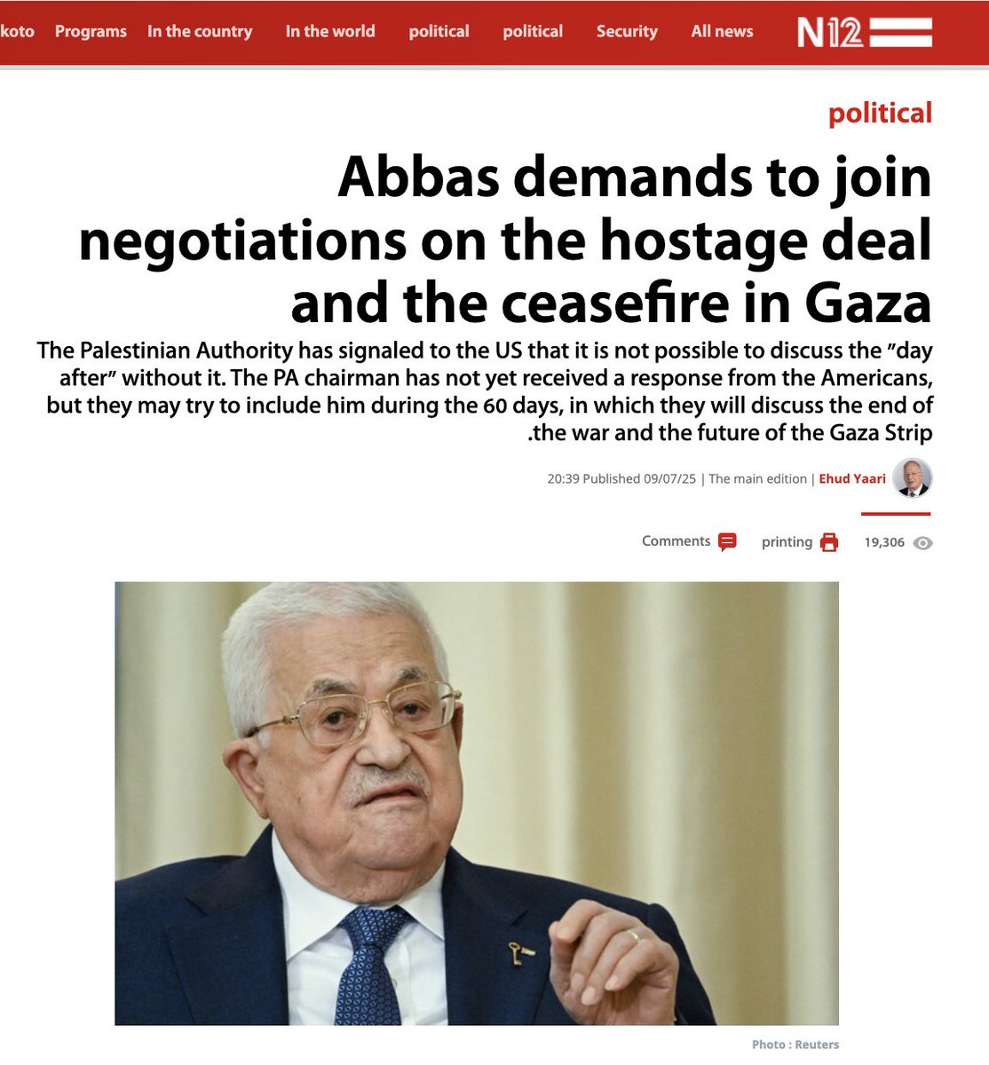 Palestinian Authority: No 'Day After' in Gaza Without Us.