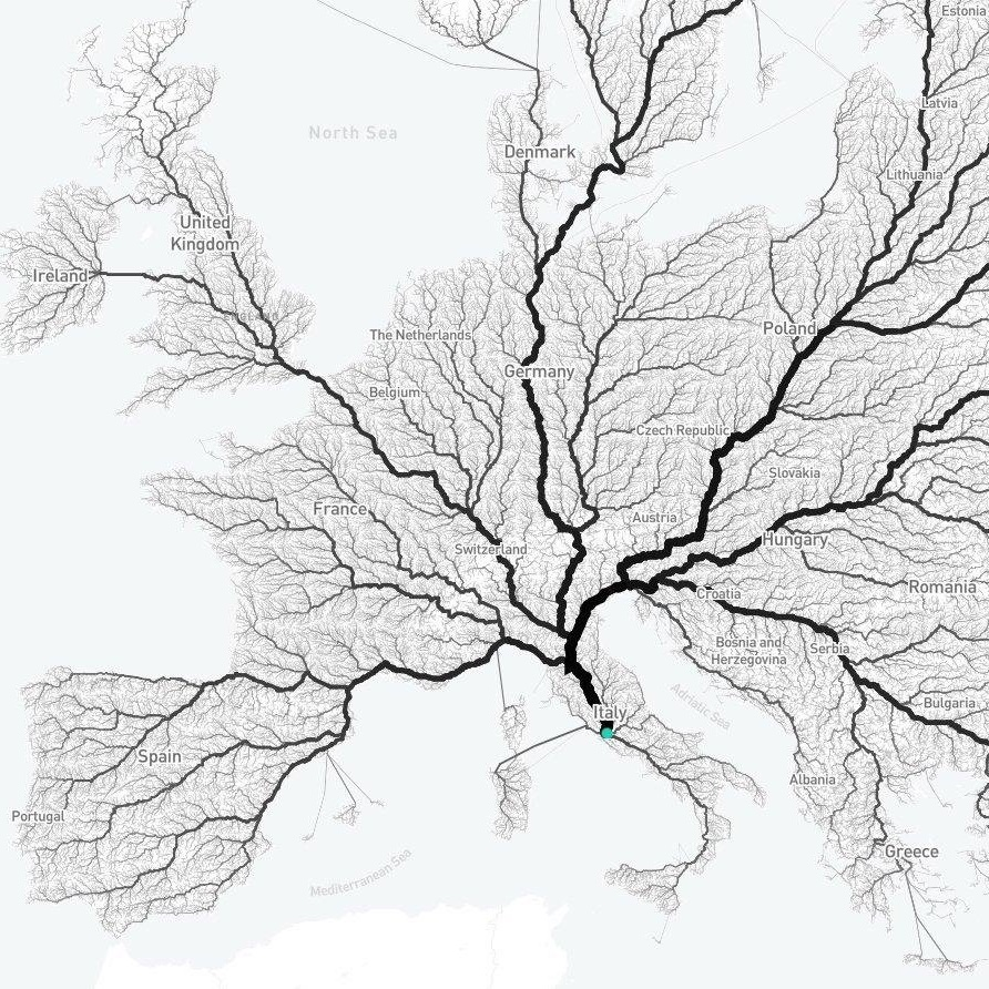 Hilo de mapas geniales que (probablemente) nunca has visto antes
🧵 1. Todos los caminos conducen a Roma.
El 19 es mi favorito.