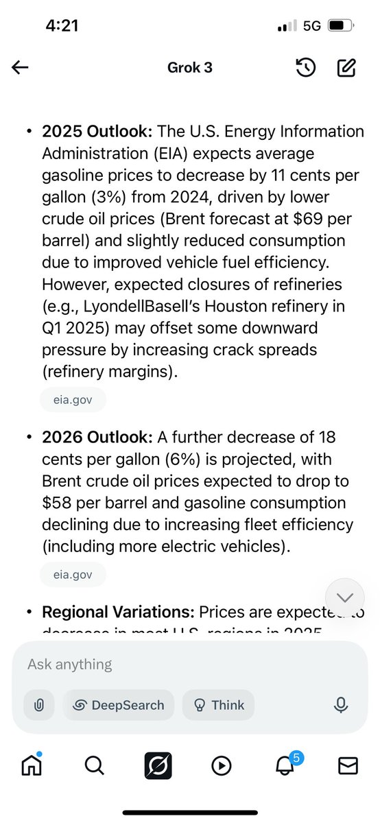 riverinfo's tweet photo. @sosh8455 @TweetSolB @MAGAVoice Truth is Grok says gas prices are in fact lower and going lower🤷🏻‍♂️ https://t.co/2oPOu3jMNg