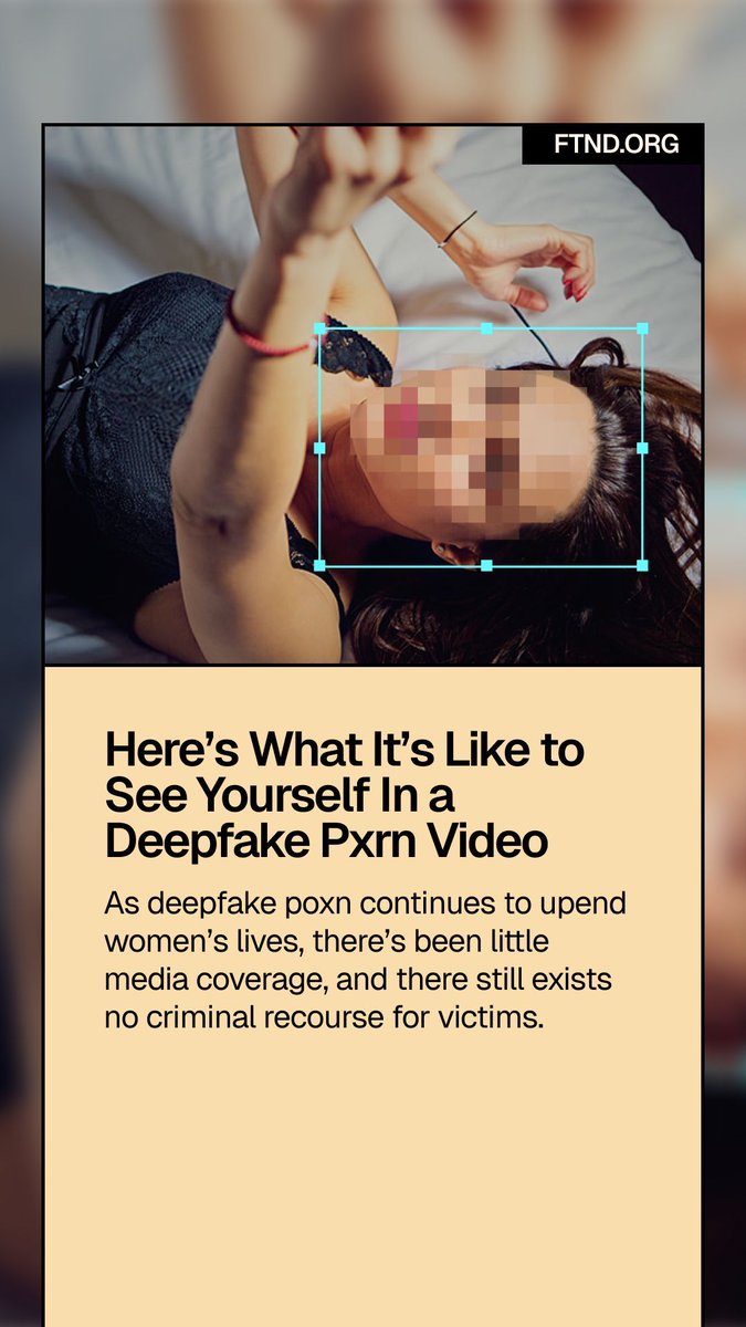 FightTheNewDrug's tweet image. “It’s grotesque to know that it lives out there, and there’s nothing I can do about it,” she said. “These things are so believable, and you desperately want to say, ‘That’s not me!’ But that would just bring more attention to it.”
Read more about the impacts of deepfake porn…