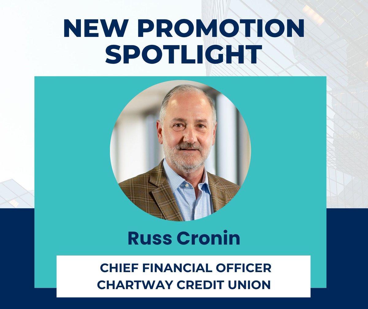 theleagueofcus's tweet image. Congratulations to Russell Cronin on his promotion to Chief Financial Officer at @ChartwayFCU!
With over 20 years of experience in credit unions and banking, Russ brings a strong track record of strategic leadership and financial expertise! #LeadershipInAction