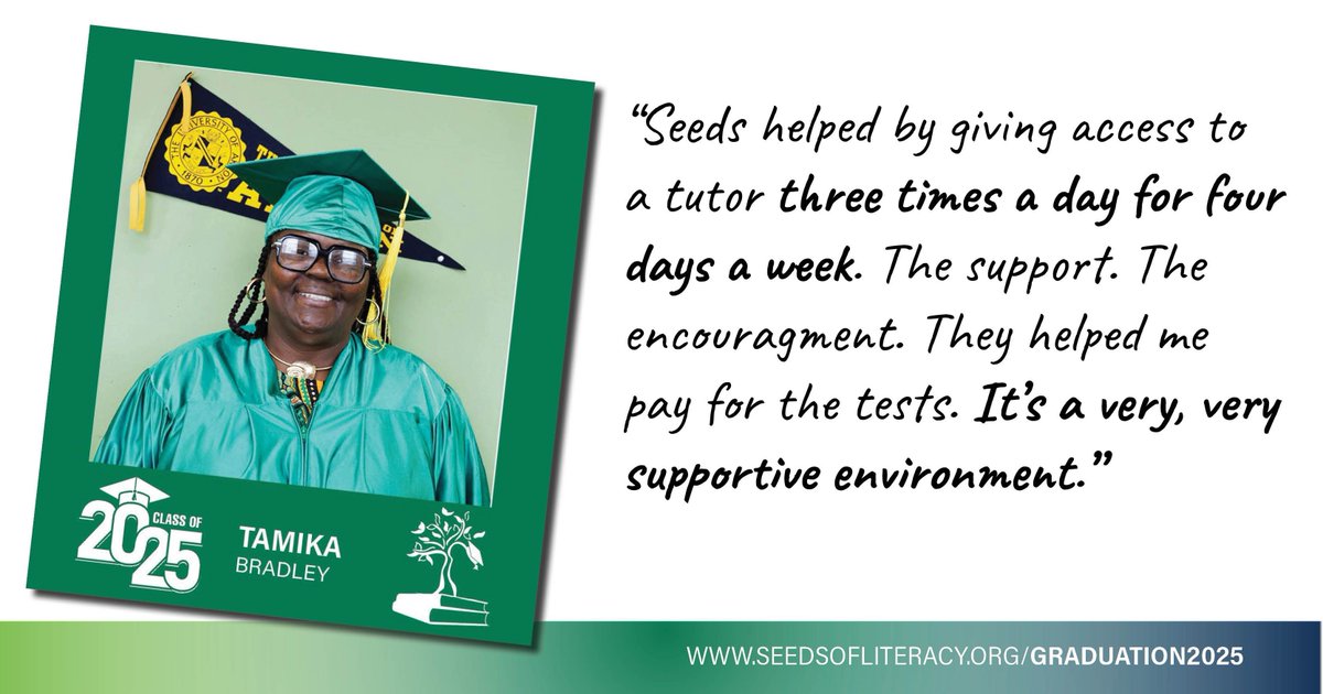 Tamika is right – we’re super flexible and offer lots of opportunities for students to get the 1-to-1 instruction that they need. 
✏️ Be a Volunteer Tutor: buff.ly/4UbrPfF
🎓 Be a Student: buff.ly/kswuGVg
⭐ Keep Seeds free for students: buff.ly/2fbAURg