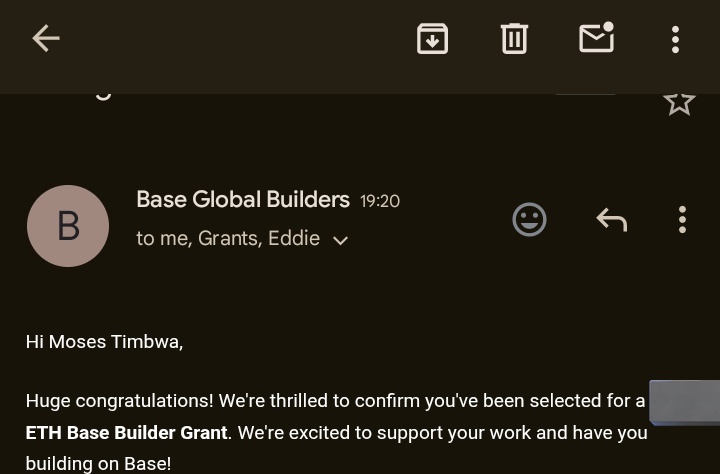Antismart🇰🇪 | antismart.base.eth (@antismart_) on Twitter photo I'm happy to share that I have been selected as a recipient for the Base Builder Grant.
Thanks to the entire <a href="/base/">Base</a> team for the support.
Remember to <a href="/buildonbase/">Build on Base</a> and get rewarded.
<a href="/jessepollak/">jesse.base.eth</a> <a href="/BasedKago/">Eddie Kago ⚡</a> I'm happy to share that I have been selected as a recipient for the Base Builder Grant.
Thanks to the entire <a href="/base/">Base</a> team for the support.
Remember to <a href="/buildonbase/">Build on Base</a> and get rewarded.
<a href="/jessepollak/">jesse.base.eth</a> <a href="/BasedKago/">Eddie Kago ⚡</a>