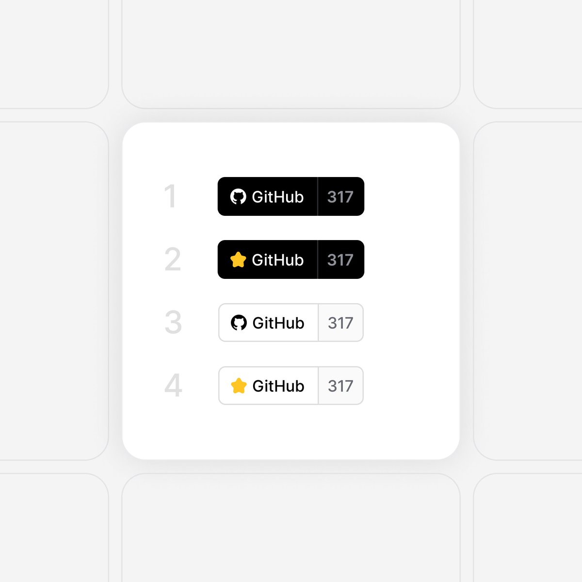 reui_io's tweet image. Which one to choose?
Polishing the GitHub button for the reui.io landing header, exploring a few UI options.