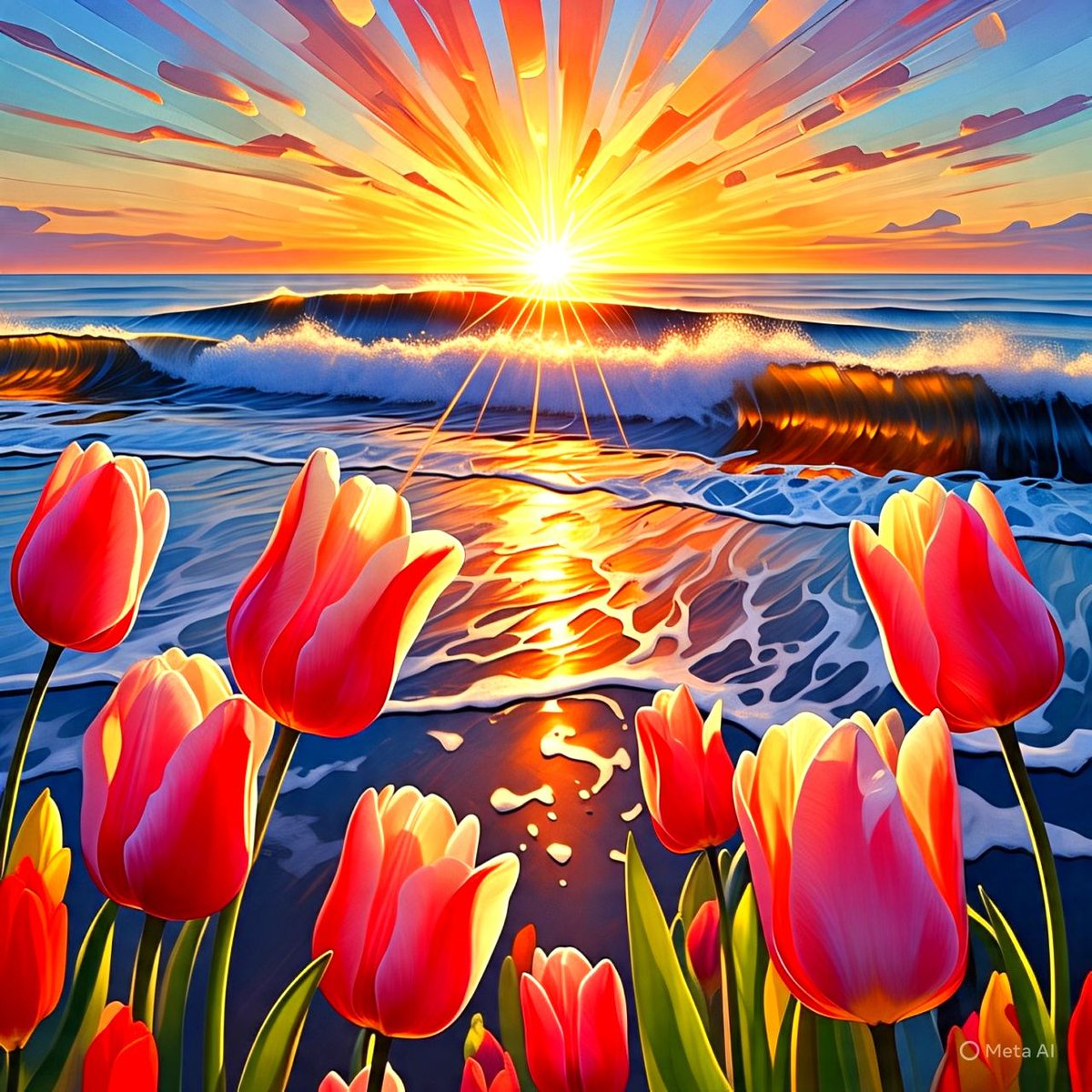 PositivePBD's tweet image. Artwork: Tulips &amp;amp; Sunrise