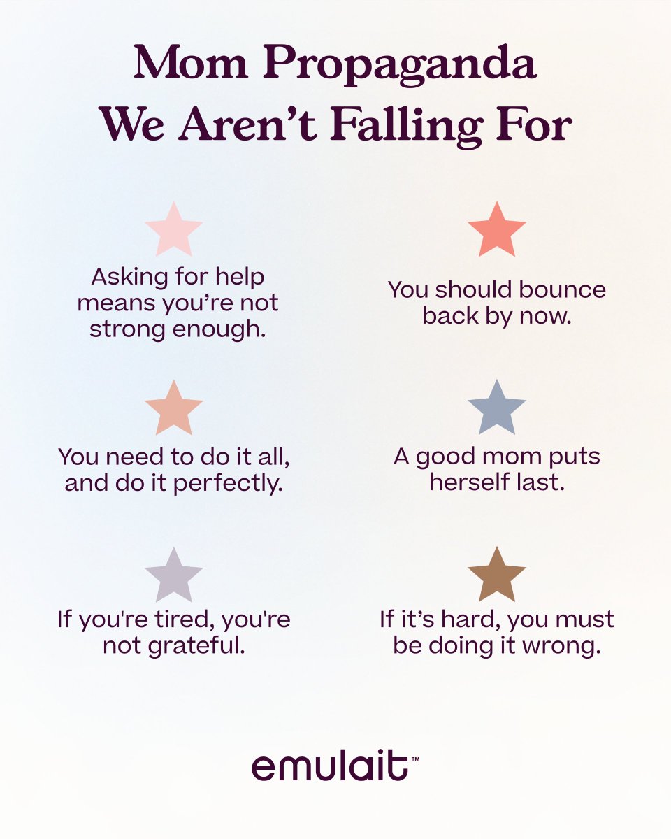 Just because it’s common doesn’t mean it’s true!

This is your reminder: asking for help is strength. Rest is necessary. And you’re doing just fine. 💛

#MomTruths #BreakTheMomMyths #Emulait #ModernMotherhood #NoMoreMomGuilt