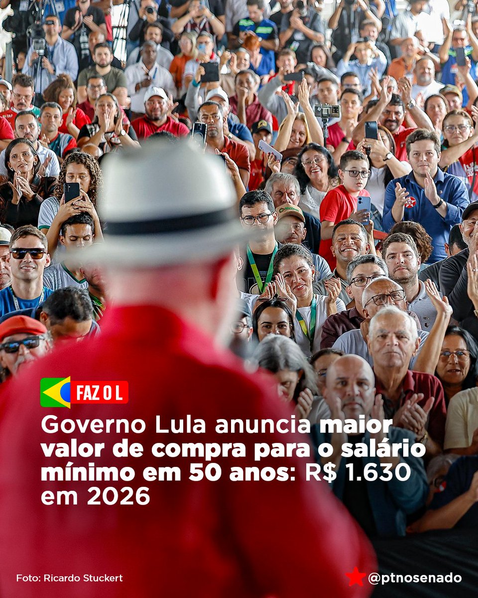É o maior salário mínimo dos últimos 50 anos, LULA e o trabalhador juntos.
FAZ  O  L.
