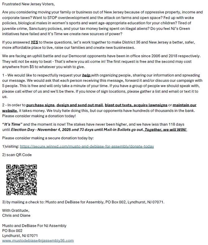 Chris Musto (@chrismustod36) on Twitter photo Please Share / Attention Frustrated New Jersey Voters - Republicans, Democrats and Unaffiliated. Please give our letter a read and if you are inclined, please support our campaign. We need to FIX New Jersey Now - It’s Time! <a href="/wakeupnj/">Wake Up NJ 🇺🇸 New Jersey</a> <a href="/DawnFantasia_NJ/">Dawn Fantasia</a> <a href="/AswVickyFlynn/">Victoria Flynn</a> <a href="/Oldglorycries/">Jersey Jackas_s 🕳️</a> Please Share / Attention Frustrated New Jersey Voters - Republicans, Democrats and Unaffiliated. Please give our letter a read and if you are inclined, please support our campaign. We need to FIX New Jersey Now - It’s Time! <a href="/wakeupnj/">Wake Up NJ 🇺🇸 New Jersey</a> <a href="/DawnFantasia_NJ/">Dawn Fantasia</a> <a href="/AswVickyFlynn/">Victoria Flynn</a> <a href="/Oldglorycries/">Jersey Jackas_s 🕳️</a>