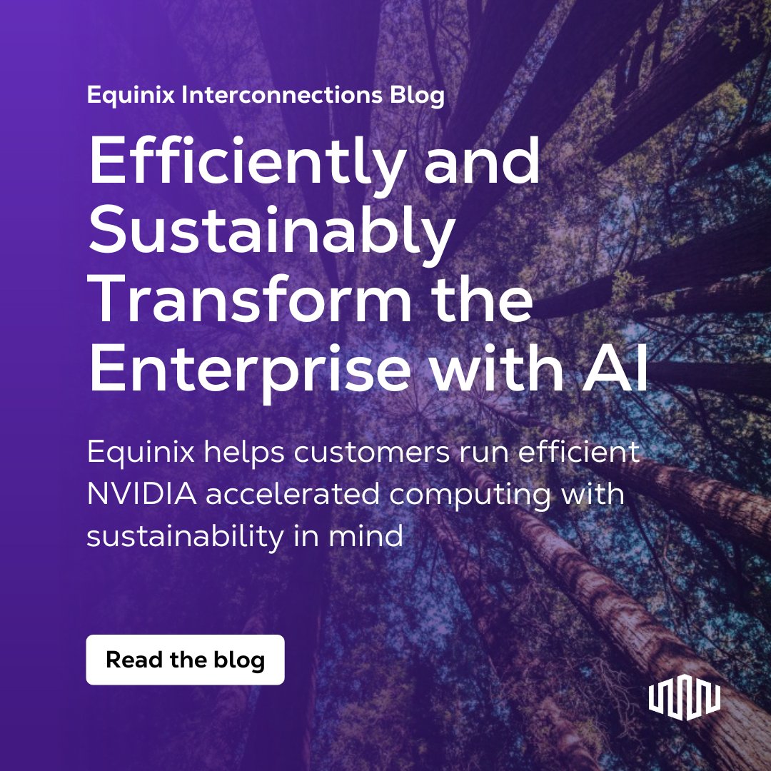 Want AI-powered performance and sustainability? Deploy NVIDIA GPUs in Equinix data centers to achieve both. See how enterprises fuel progress responsibly. Read the blog now. eqix.it/435ytEk