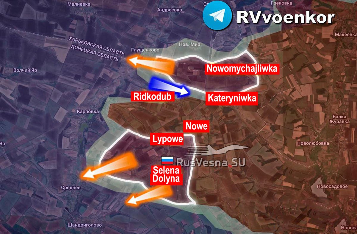 Im Norden der Volksrepublik Donezk rückte die russische Armee gestern auf breiter Front 40km² vor und eroberte das Dorf Selena Dolyna, ein wichtiger Stützpunkt der ukrainischen Armee.