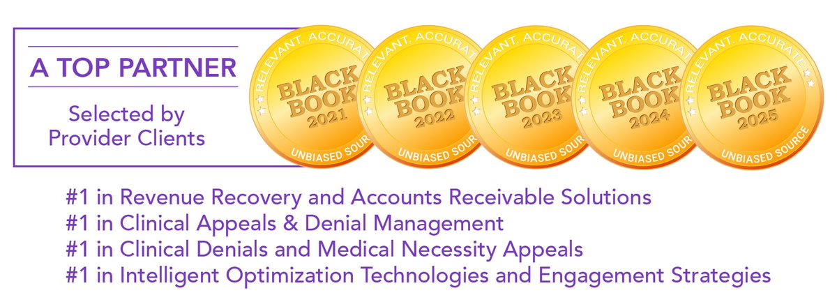 For the 5th consecutive year, Knowtion Health achieved No. 1 national rankings from @BlackBookPolls in:

- Clinical Denials and Medical Necessity Appeals

- Optimization Technologies and Engagement Strategies

Read the release: hubs.li/Q03wq8jT0