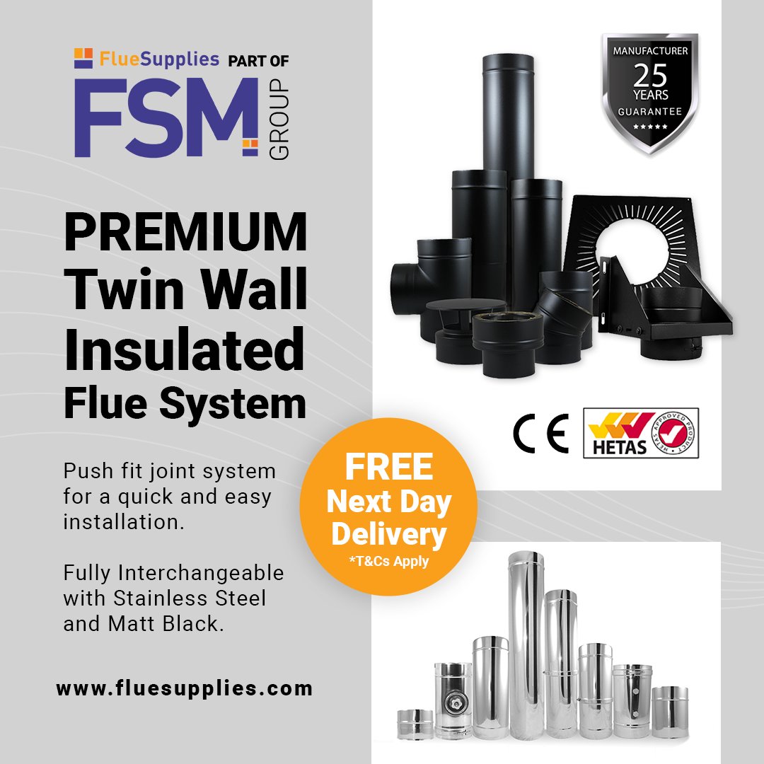 🔥 Need a flue without a chimney? Our Twin Wall Insulated Flue Systems are safe, stylish &amp; easy to install! Available in stainless steel or matt black finish.

👉 Explore the full range: fluesupplies.com/twin-wall-insu…

#TwinWallFlue #FlueSupplies #StoveLife #StoveInstallation #Chimney