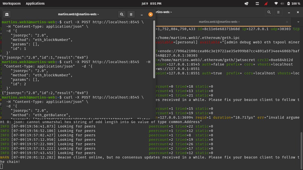 jojoOfETH's tweet image. 🚀 Learnt about the Ethereum Network today and just got my Ethereum light node client running on Pop!_OS (Linux)!

✅ 500MB storage
✅ &amp;lt;5 min sync 

@FrankyEjezie
@Web3Bridge
#Ethereum #Blockchain #Web3 #Geth
