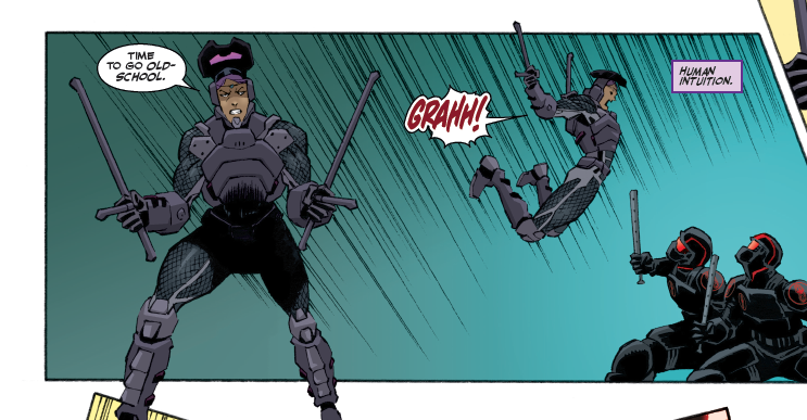 TomWaltz's tweet image. Sometimes you just gotta ditch the tech and go Old School on some thugs. Just ask Angel Bridge (aka Nobody).

TMNT: Mutant Nation #8 in stores now!

@nelsondaniel @rleep @IDWPublishing @TMNT #TMNT #MutantNation