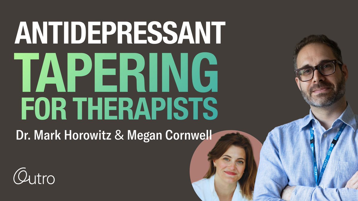 outrohealth's tweet image. The full webinar 'Antidepressant Tapering for Therapists with Dr. Mark Horowitz and Megan Cornish' is now available on YouTube.
Watch here: youtu.be/jSEEAfbuCv8
@markhoro #OutroHealth #FreeWebinar #TaperingAntidepressants #AntidepressantWithdrawal #AntidepressantRecovery