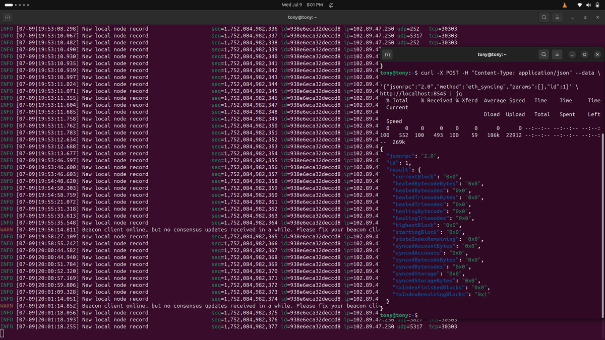 Tony😎 (@code_hashira) on Twitter photo Did it work?
Sure it did.
Was it interesting?
Yea, so interesting.
Understanding how Ethereum node really works and running an Ethereum light client on my Ubuntu machine after today's lecture <a href="/Web3Bridge/">Web3bridge™ Africa</a> was an awesome experience.
<a href="/FrankyEjezie/">SuperFranky.eth</a> Did it work?
Sure it did.
Was it interesting?
Yea, so interesting.
Understanding how Ethereum node really works and running an Ethereum light client on my Ubuntu machine after today's lecture <a href="/Web3Bridge/">Web3bridge™ Africa</a> was an awesome experience.
<a href="/FrankyEjezie/">SuperFranky.eth</a>