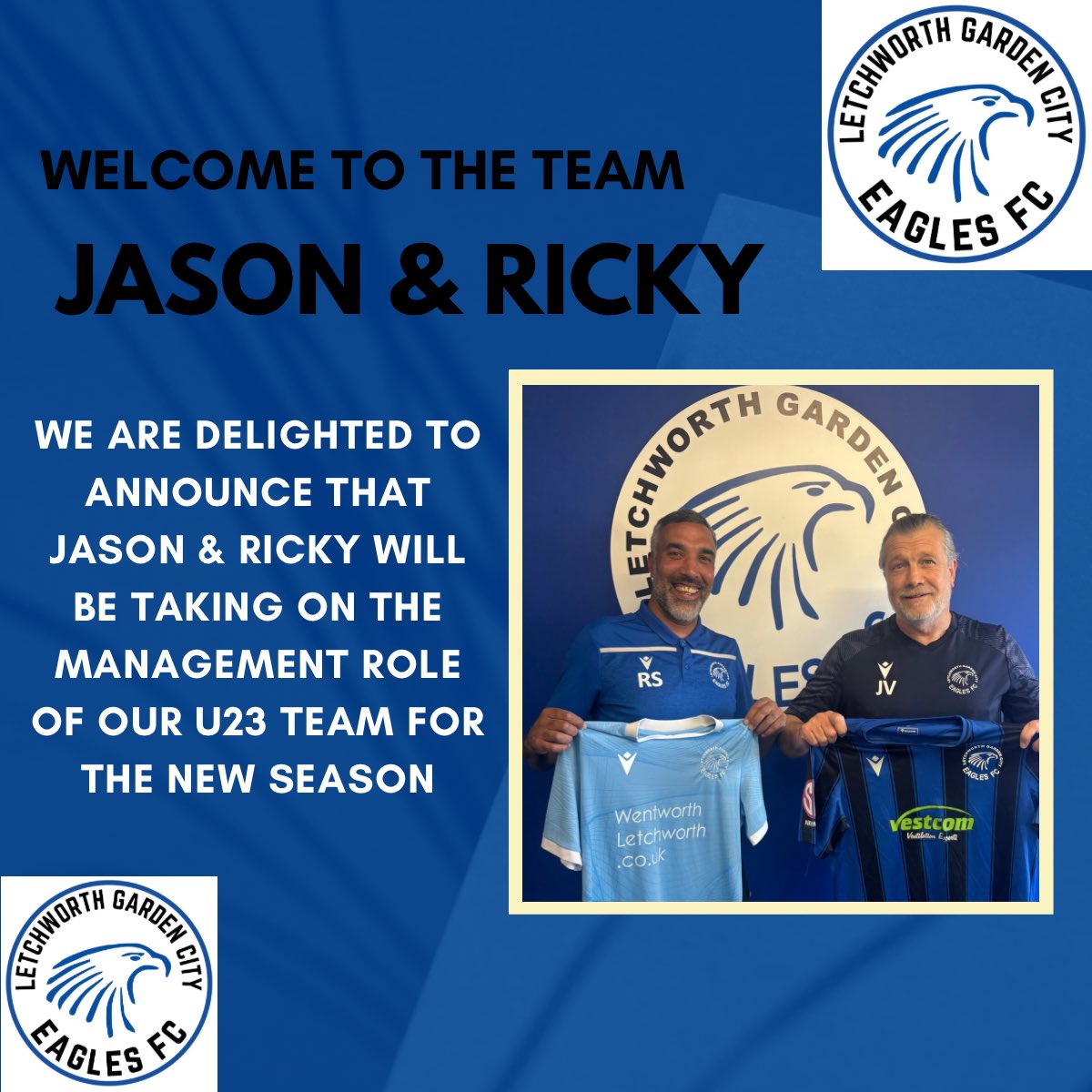 🚨New U23 Management Team🚨

We're delighted to welcome Jason &amp; Ricky as the new faces leading our U23s

Both bring experience &amp; a proud Eagles past🦅 

With an understanding of the development pathway, they'll be key in helping our young talent grow &amp; push towards the first team