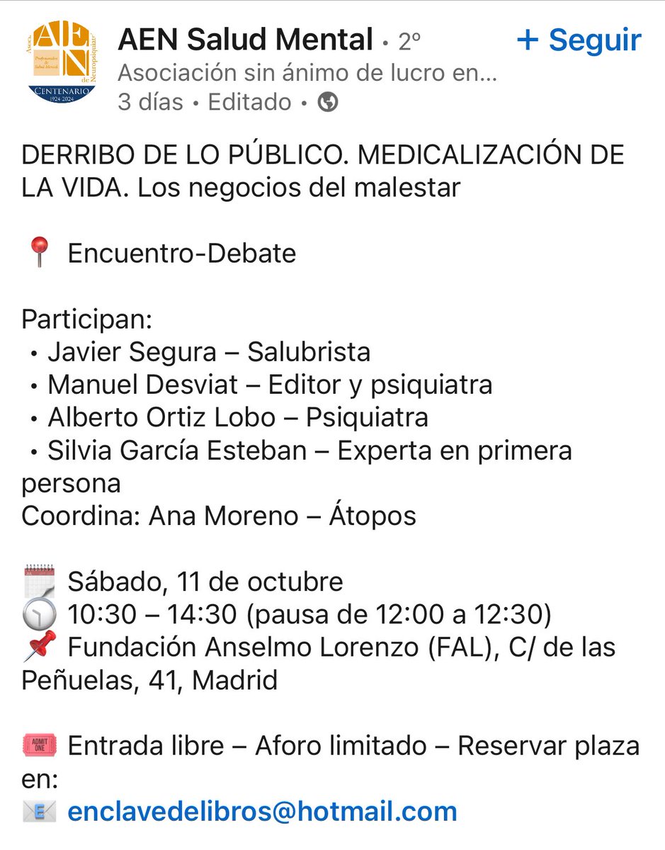 Hablamos de medicalizacion, hablamos de salud mental pero no hay ningún psicólogo en la mesa.