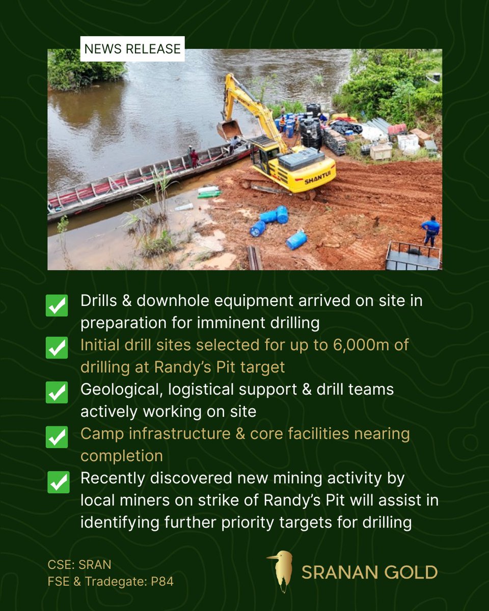 SrananGold's tweet image. #NEWS – Sranan Gold provides progress update on drilling campaign at the Tapanahony Gold Project in Suriname. Read more: sranangold.com/news/sranan-go…
#gold #mining #metals #investing $SRAN