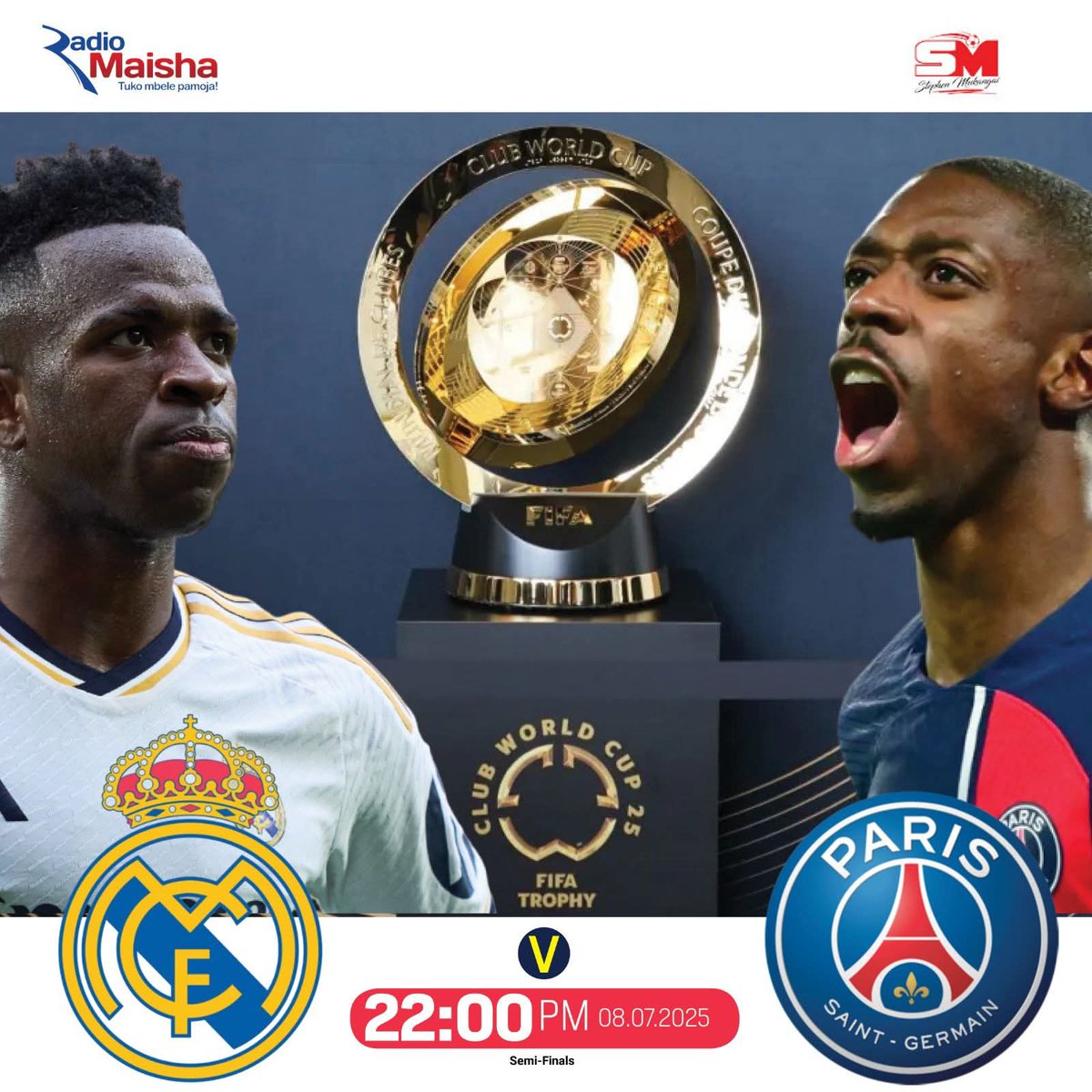 Stephen Mukangai (@smukangai) on Twitter photo 2025 FIFA CLUB WORLD CUP SEMI FINAL:
๐ซ๐ท PSG ๐ ๐ช๐ธ Real Madrid || 10:00pm live on <a href="/radiomaisha/">Radio Maisha</a> . Unategea ukiwa wapi mtu wangu? Your prediction? If you are tuned repost
#FIFAClubWorldCup2025 #FIFAClubWorldCup #PSG #realmadrid #usa ๐บ๐ธ 2025 FIFA CLUB WORLD CUP SEMI FINAL:
๐ซ๐ท PSG ๐ ๐ช๐ธ Real Madrid || 10:00pm live on <a href="/radiomaisha/">Radio Maisha</a> . Unategea ukiwa wapi mtu wangu? Your prediction? If you are tuned repost
#FIFAClubWorldCup2025 #FIFAClubWorldCup #PSG #realmadrid #usa ๐บ๐ธ