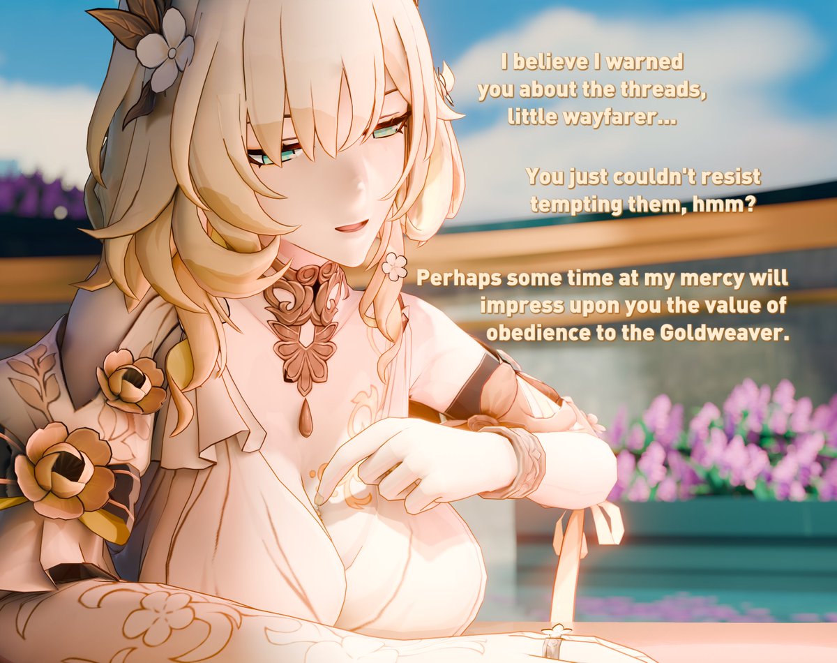 Stelle's famously unserious mouth never seems to get her in trouble. Never seems to have ended when she arrived in Amphoreus and thought bantering with the woman interrogating her was a good idea. She'll let her go... eventually. Maybe.

#sizetwitter #giantess #巨大娘