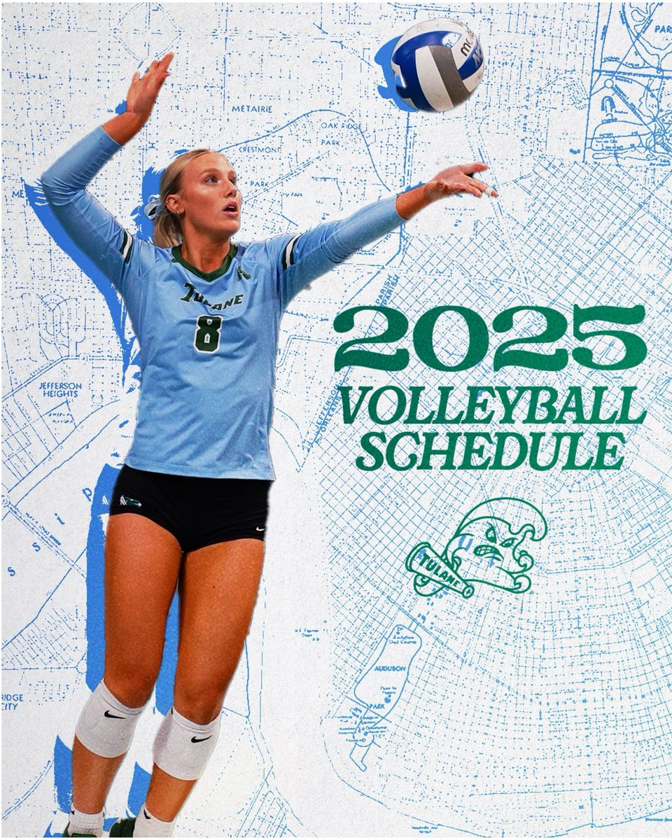 GreenWaveVB's tweet image. Our 2025 schedule is here! 

Can’t wait to get started 🗓️

Grab season tickets at TulaneTix.com 🎟️

All matches will be streaming on ESPN+ 🎥

#RollWave🌊