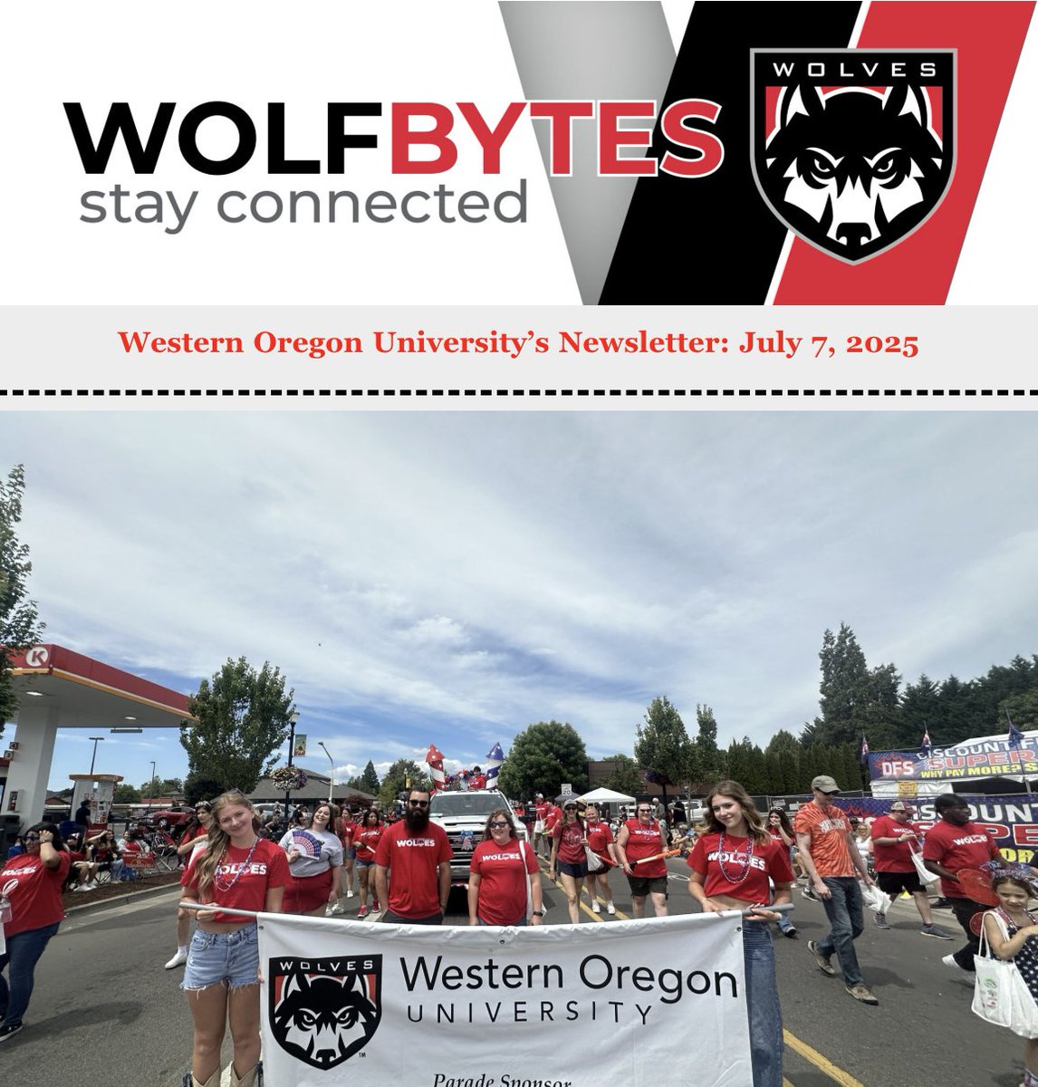 Stay in the know! Our July newsletter is out. Check the highlights from the 4th of July parade, commencement, and much more: wou.edu/marcom/wolfbyt…