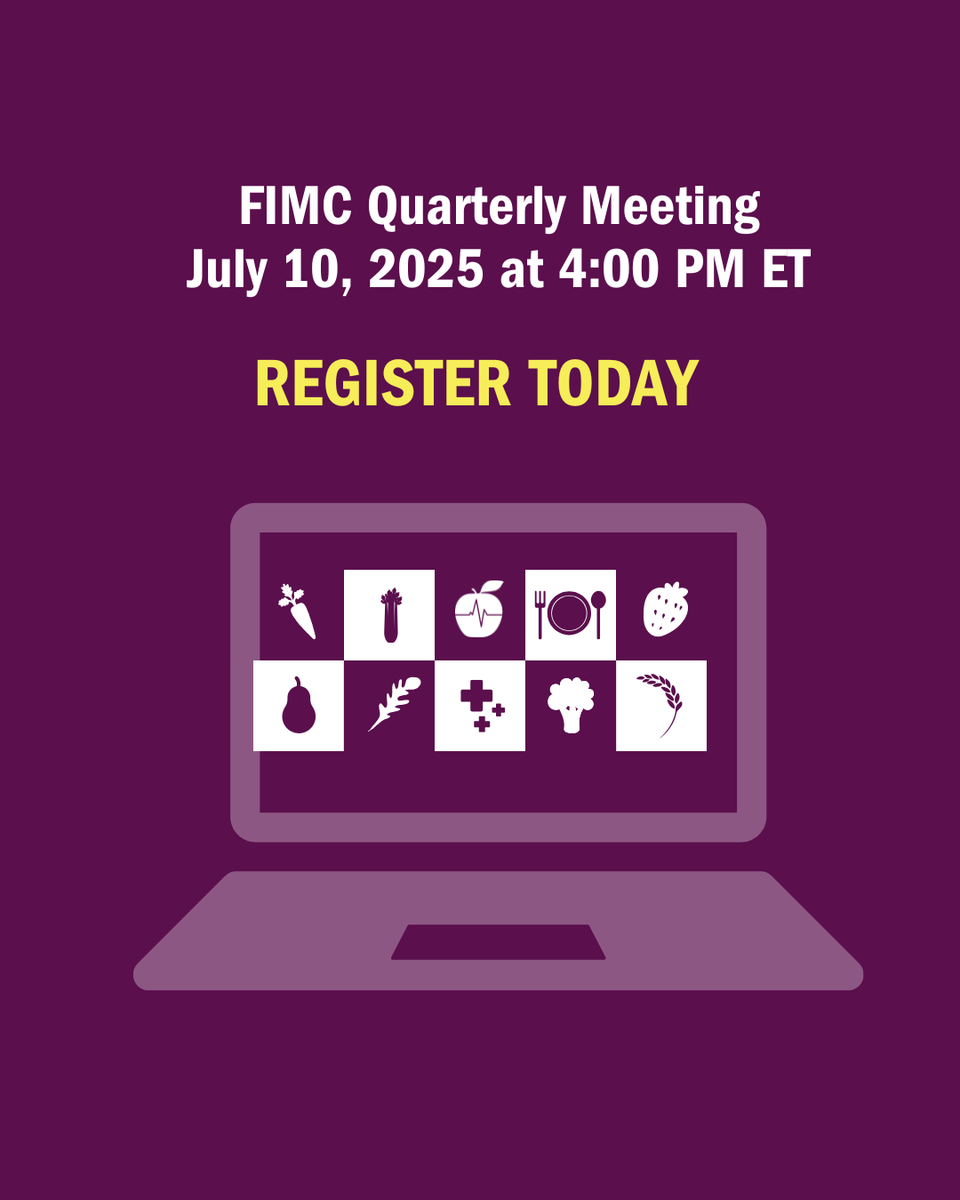 Food is Medicine Coalition (@fimcoalition) on Twitter photo Register now for the next FIMC Quarterly Meeting on July 10 at 4 p.m. ET!
We will welcome special guests from the <a href="/VeteransHealth/">Veterans Health</a> Food Security Office to discuss our MOU and working group sharing best practices.
Register at: bit.ly/3IlrH5b Register now for the next FIMC Quarterly Meeting on July 10 at 4 p.m. ET!
We will welcome special guests from the <a href="/VeteransHealth/">Veterans Health</a> Food Security Office to discuss our MOU and working group sharing best practices.
Register at: bit.ly/3IlrH5b