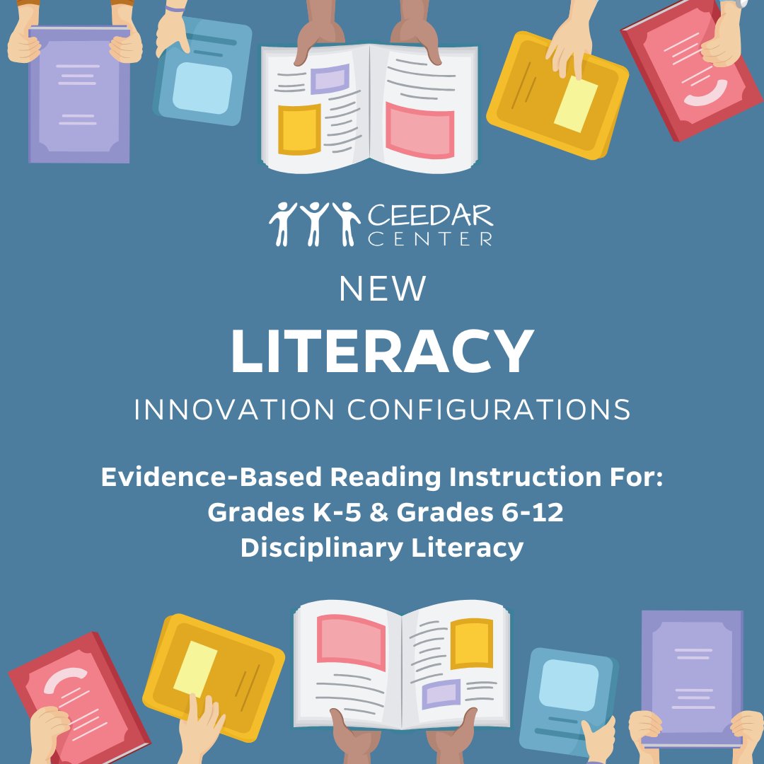CeedarCenter's tweet image. Fun Fact: CEEDAR recently published several great literacy Innovation Configurations! 📚📖 Learn about evidence-based reading instruction and literacy strategies here: ceedar.education.ufl.edu/innovation-con…