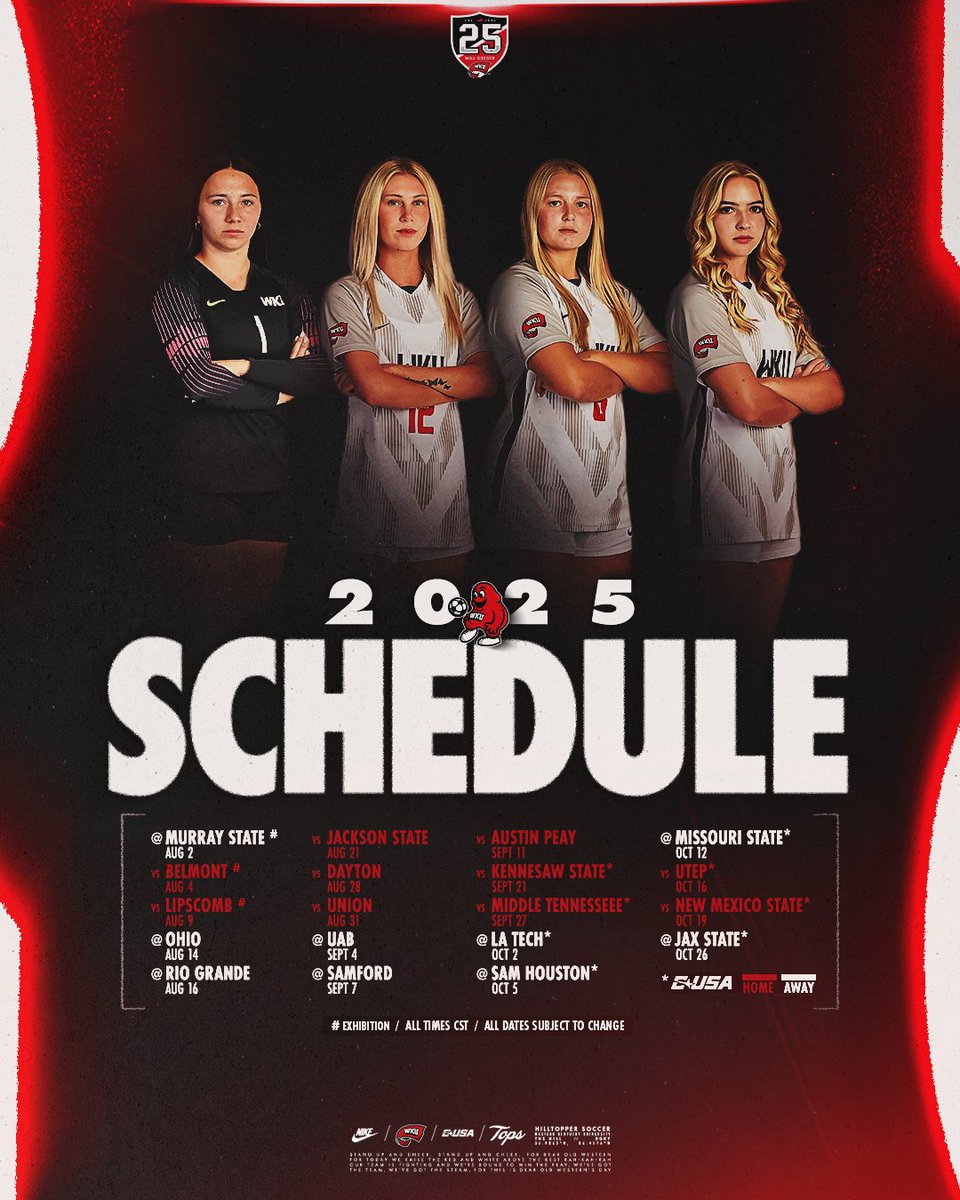 WKU_Soccer's tweet image. 🚨 𝟮𝟬𝟮𝟱 𝗦𝗰𝗵𝗲𝗱𝘂𝗹𝗲 𝗷𝘂𝘀𝘁 𝗱𝗿𝗼𝗽𝗽𝗲𝗱 🚨
STORY: wkusports.com/news/2025/7/9/…
#GoTops