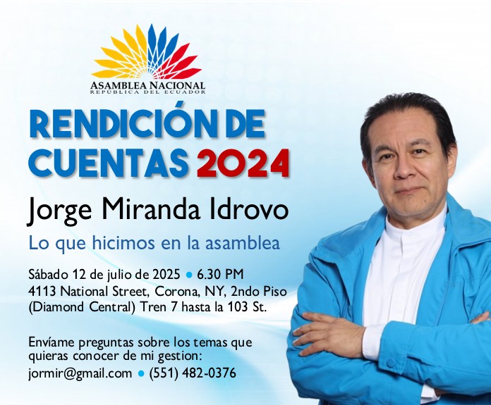 Te invito a la Rendición de Cuentas 2024 este Sábado 12 de julio de 2025 a las 6.30 PM
Nueva dirección: 4113 National St, Corona, NY 2ndo Piso. (Diamond Central) Tren 7 hasta la 103 St.

Google maps: maps.app.goo.gl/nR5foq4ghTuQdY…

Informaré de mis acciones cuando me principalicé como