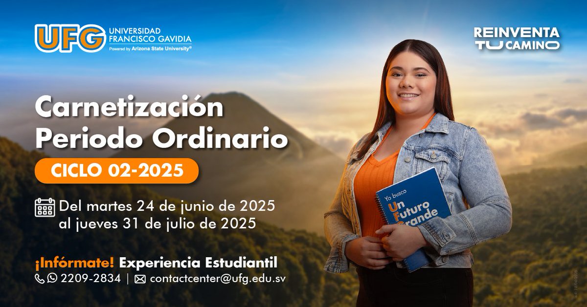 🪪 ¿Y tú ya realizaste tu trámite de carnetización al ciclo 02-2025?

Tu carné te identifica como parte de la comunidad UFG 💙

🔗 Completalo aquí: admisiones.ufg.edu.sv/carnetizacion/