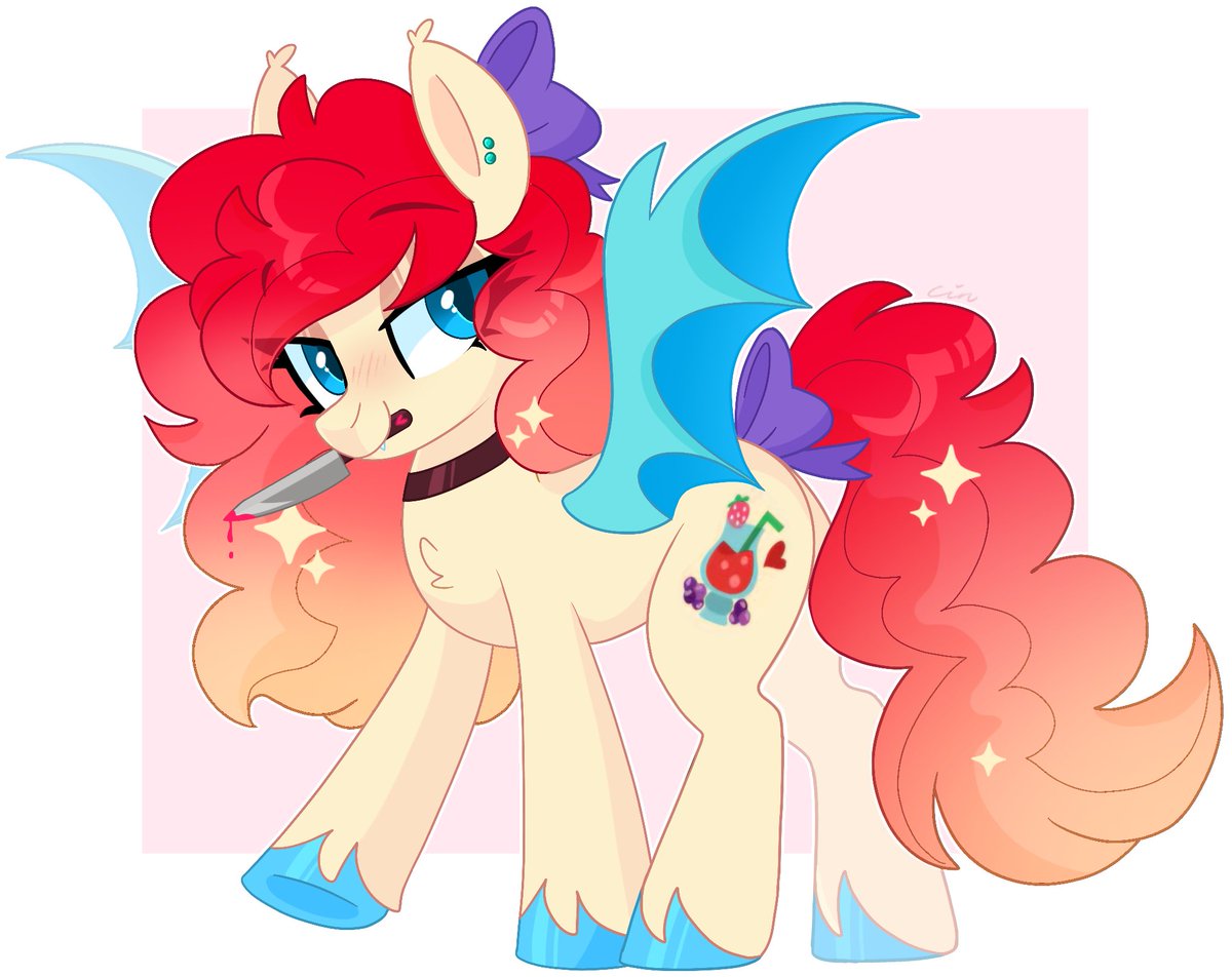 cinnamon_tee's tweet image. Revenge attack for @HaywaiianHorse 🍓🔪✨
She’s been cutting up strawberries, don’t panic 💖
#mlp #artfight2025 #artfight #teamcrystal