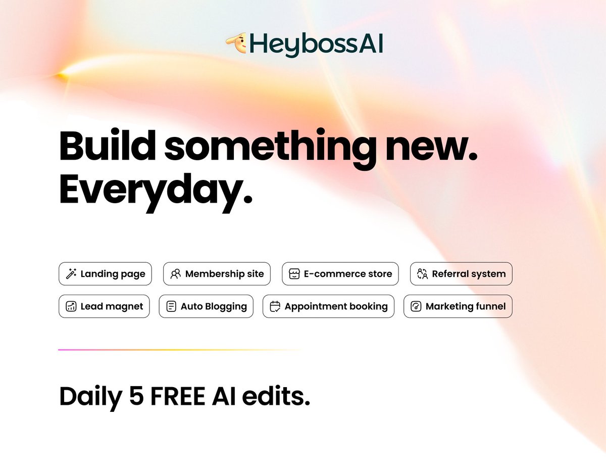 🚀 BIG NEWS: HeybossAI now has a new FREE plan! 

Build something new. Everyday. Create without limits. Starting today.

✨ What you get:

5 FREE AI edits daily
3 FREE projects monthly

No credit card. No hidden fees. Just pure creation power.

Backed by <a href="/OpenAI/">OpenAI</a> Fund, we're