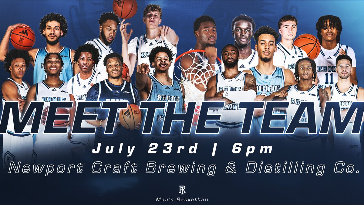 Join the 2025-26 <a href="/RhodyMBB/">Rhody MBB</a> team for a 𝗙𝗥𝗘𝗘 𝗺𝗲𝗲𝘁-𝗮𝗻𝗱-𝗴𝗿𝗲𝗲𝘁 at Newport Craft Brewing &amp; Distilling July 23rd at 6PM!

Meet players and coaches, hear about their goals, and enjoy a FREE event!

1st 🍺 FREE for MBB season ticket holders!

🔗: bit.ly/3IChMYY
