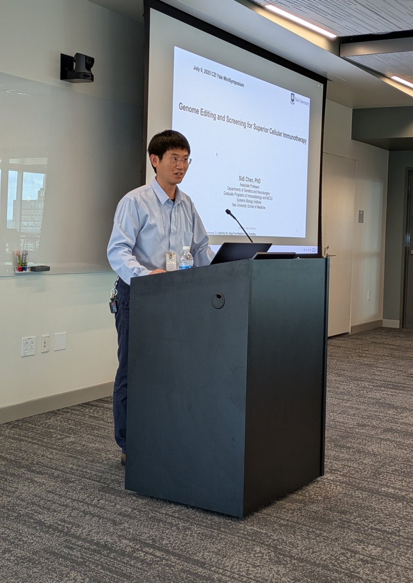YaleCSEI's tweet photo. Session 3 - Immune Cell Engineering: Sjoukje Van der Stegen (CZ Biohub NY Platform Leader); Sidi Chen (Yale Associate Professor of Genetics and of Neurosurgery); Etienne Caron (Yale Assistant Professor of Immunobiology) https://t.co/llAmi1hEp6