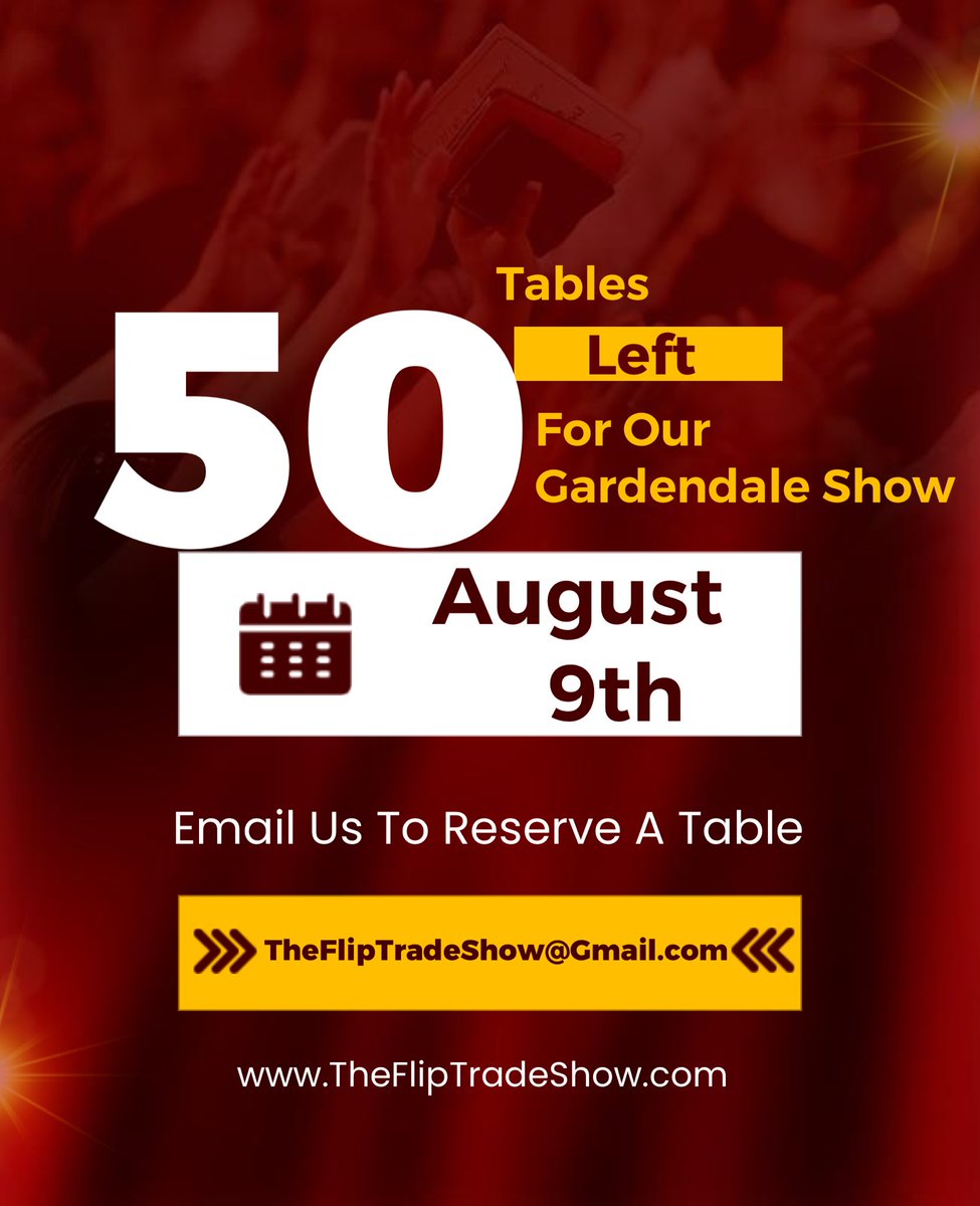 FlipTradeShow's tweet image. Tables are starting to go fast !
Announcing Huntsville autograph center tonight stay tuned !
If You or Know Someone that would like to become a vendor at our next show!
Please Email US
Email- TheFlipTradeShow@Gmail.com
Or
Check Out Our Website
thefliptradeshow.com