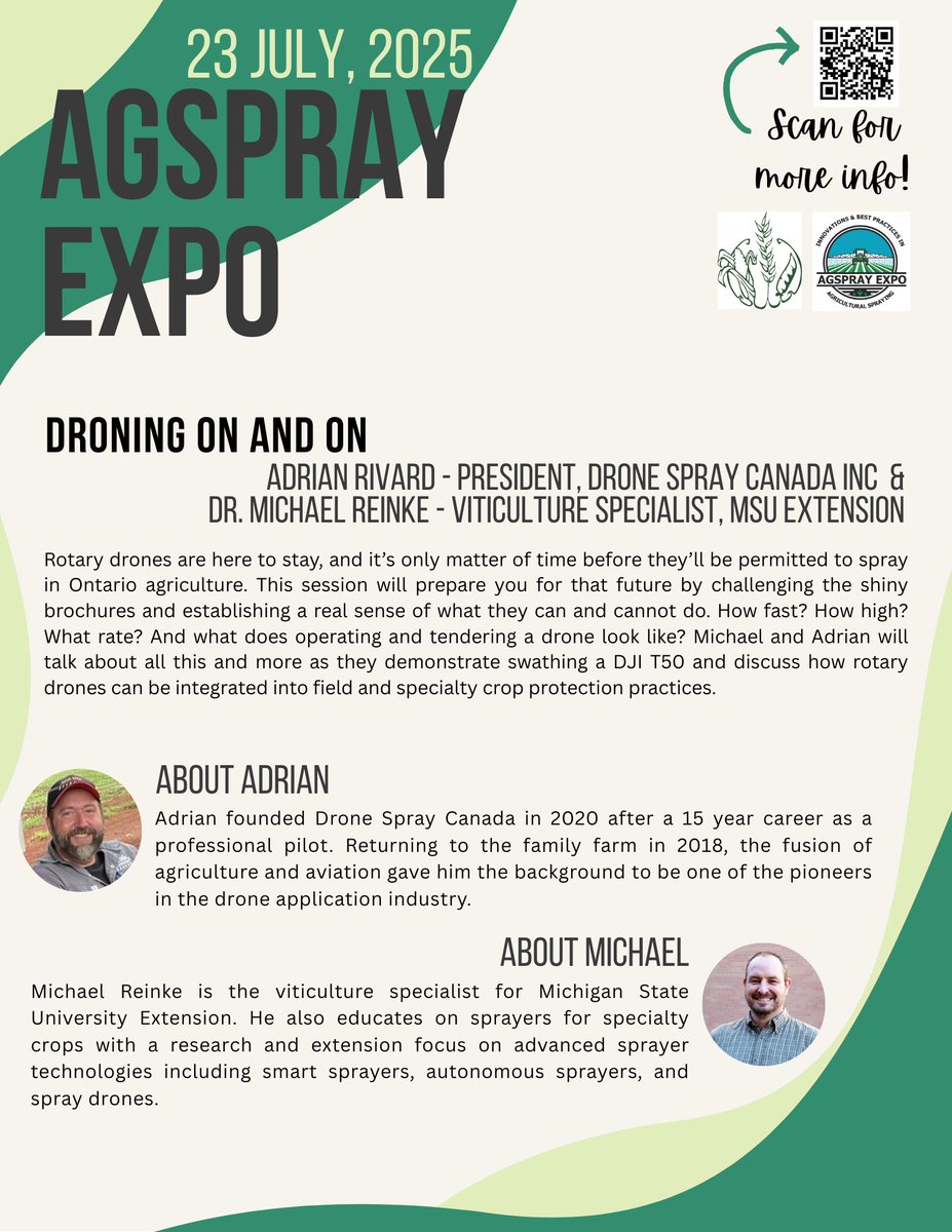 GrainFarmers's tweet image. The 2025 Agspray Expo registration closes July 15. You don't want to miss this incredible event!
📆 Wednesday, July 23, 2025
📍 820 Bates Road, Jasper, ON
⏰ 8:30AM - 3:15PM
💰 $150 +HST/person
For more information and to register visit buff.ly/2kZqDWz