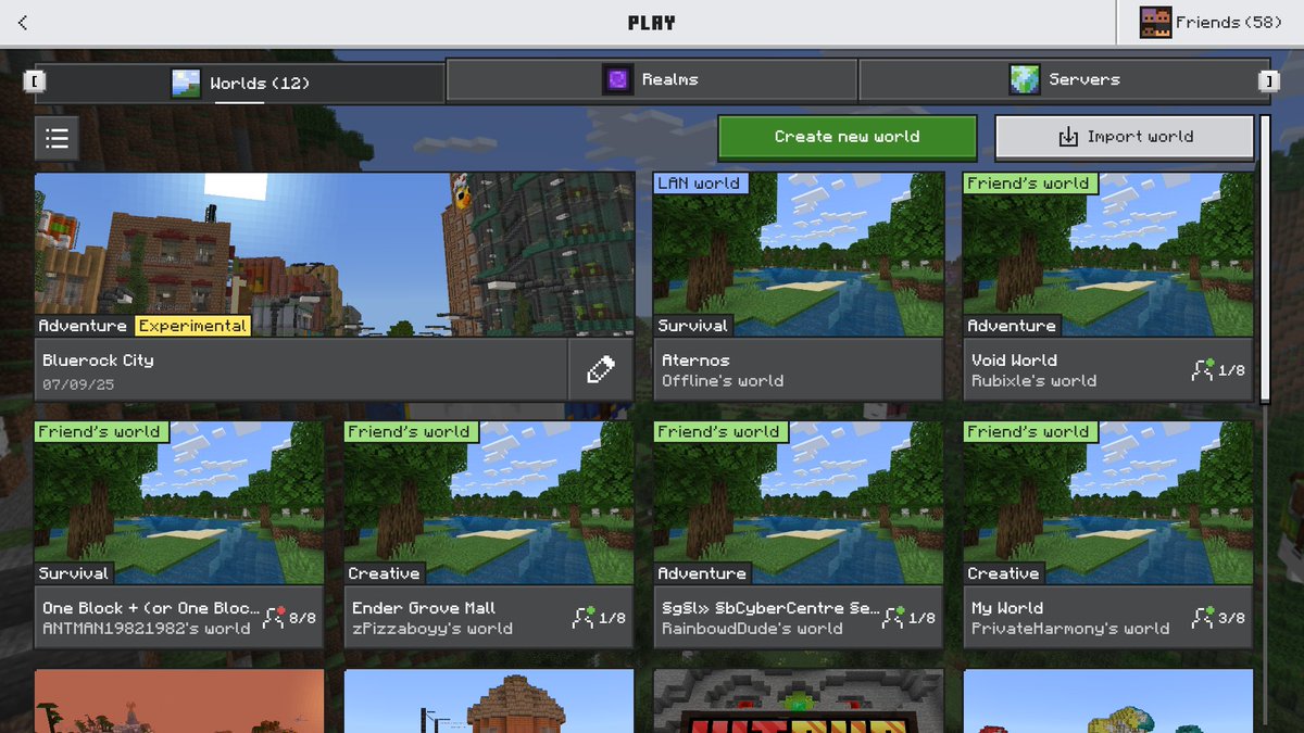 now they made bedrock's UI more confusing by adding friends and servers in the worlds menu. good job minecraft!