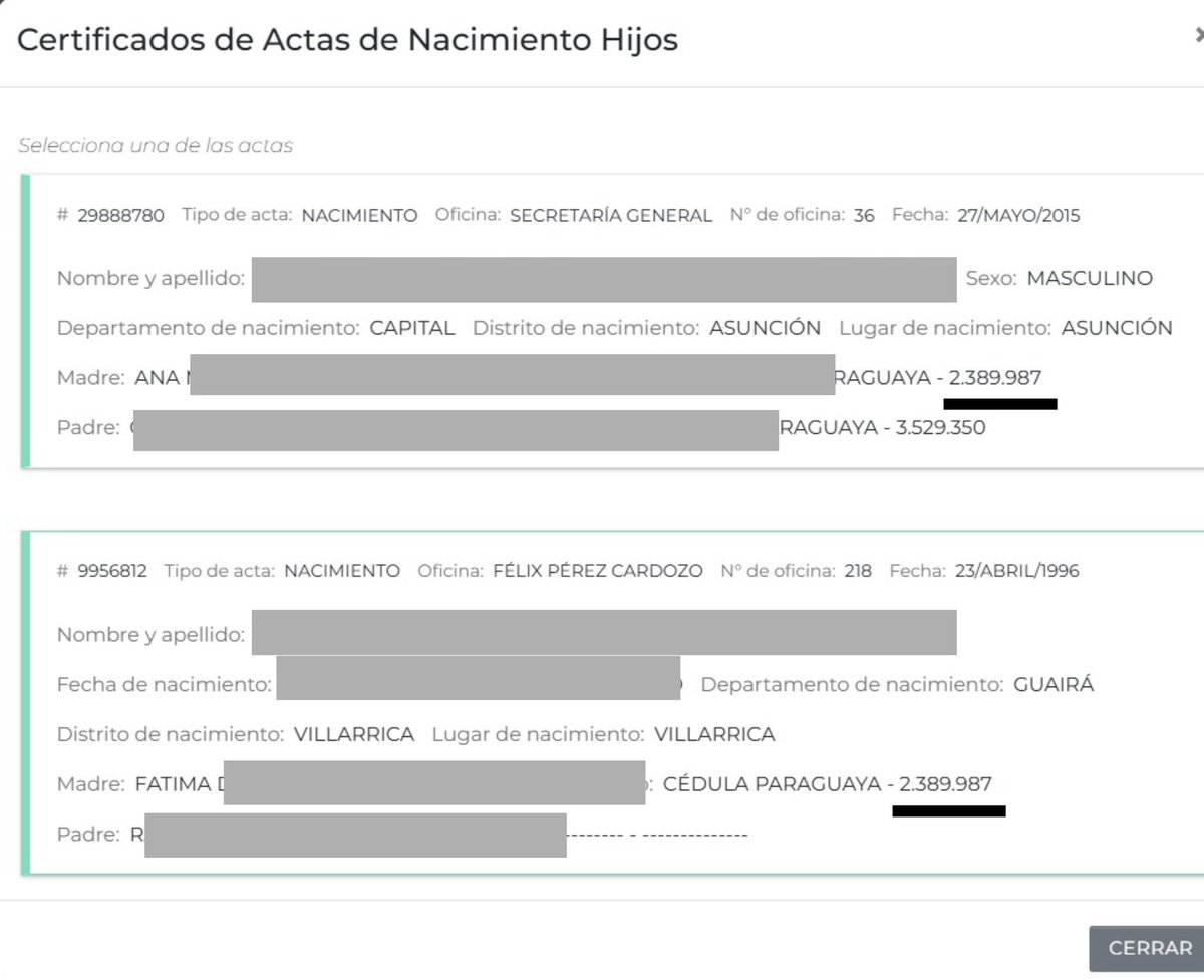 Ricky A (@rickyalderete) on Twitter photo Una vez más el <a href="/Miticpy/">MITIC Paraguay</a> demostrando su inoperancia. Ana, una madre, intentando gestionar certificado de nacimiento de su hijo desde su perfil de identidad digital, se encuentra con que “tiene otro hijo” porque le agregaron a otra persona con un número de cédula idéntico. Una vez más el <a href="/Miticpy/">MITIC Paraguay</a> demostrando su inoperancia. Ana, una madre, intentando gestionar certificado de nacimiento de su hijo desde su perfil de identidad digital, se encuentra con que “tiene otro hijo” porque le agregaron a otra persona con un número de cédula idéntico.